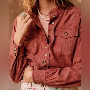 Sézane Sezane Kim Ruffle Neck Blouse Size 4